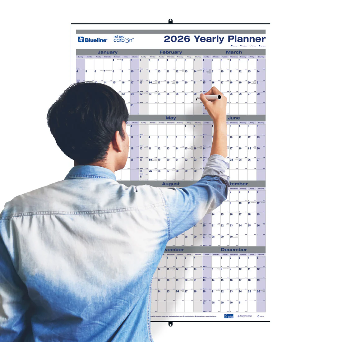 Net Zero Carbon™ Laminated Yearly Wall Calendar 2026, English (C177868-26) - Image 6