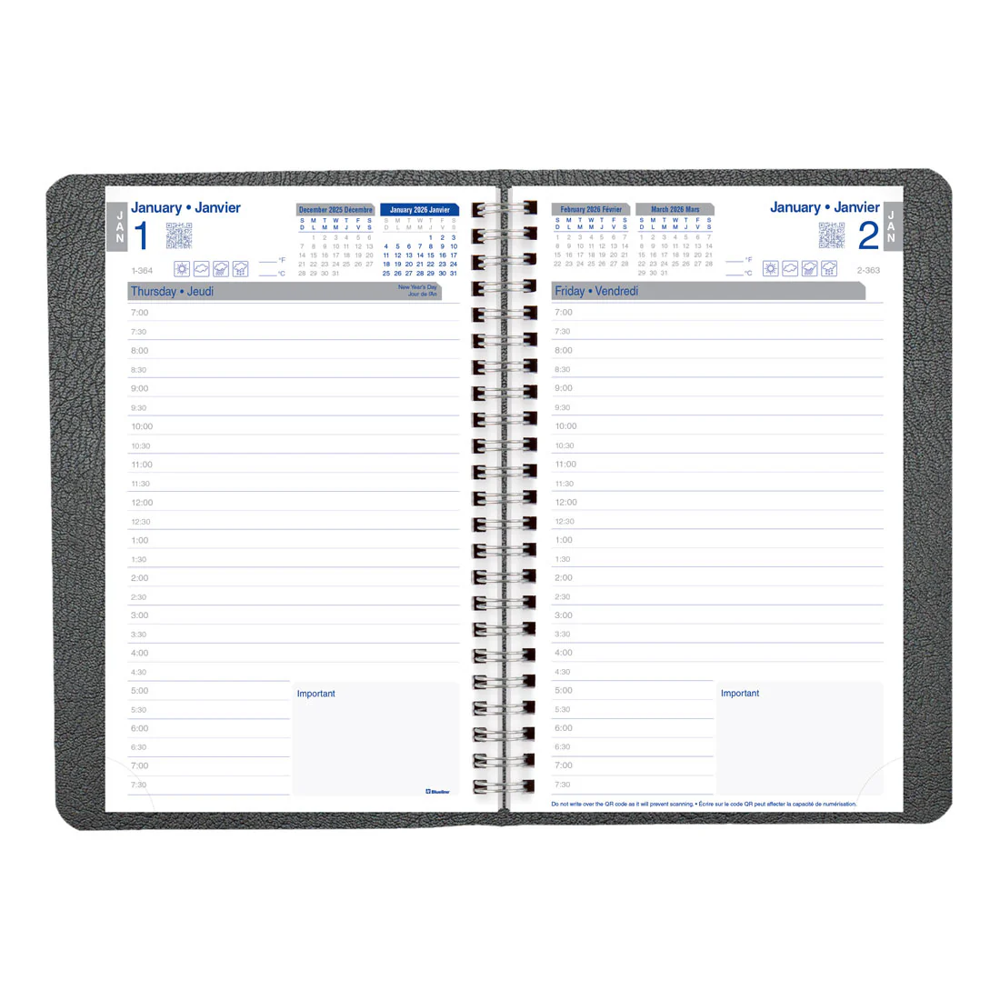 Net Zero Carbon™ Daily Planner 2026, Bilingual, Black (C810.81BT-26) - Image 3