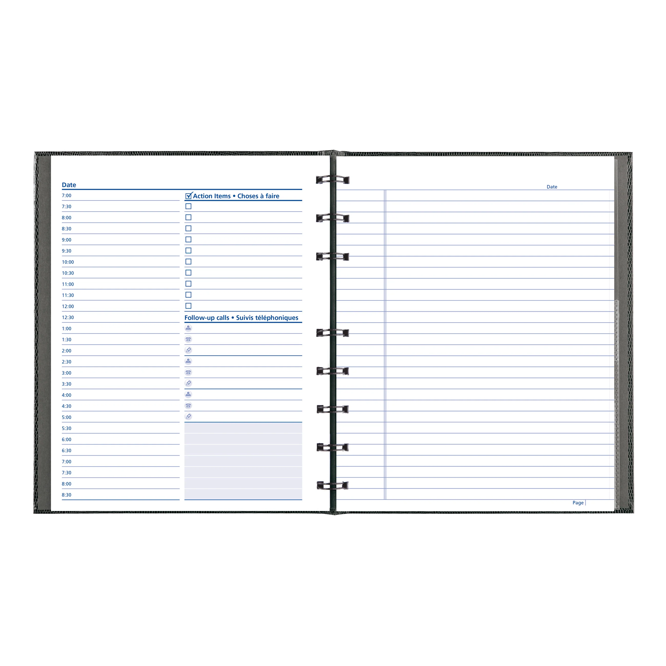 NotePro Undated Daily Planner, Indexing System, 9-1/4" x 7-1/4", 192 Pages, Bilingual, A29C.81B - Image 3