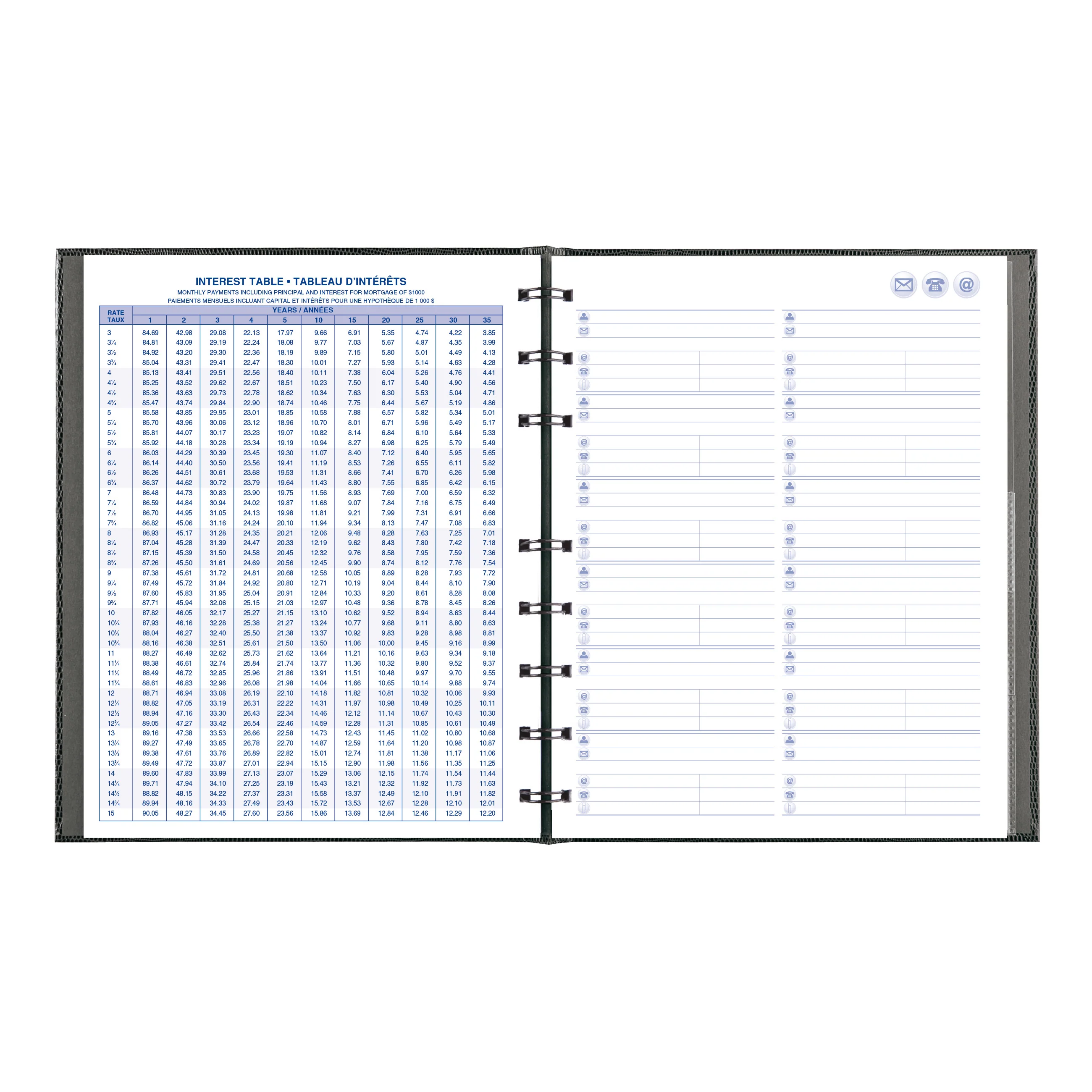 NotePro Undated Daily Planner, Indexing System, 9-1/4" x 7-1/4", 192 Pages, Bilingual, A29C.81B - Image 7