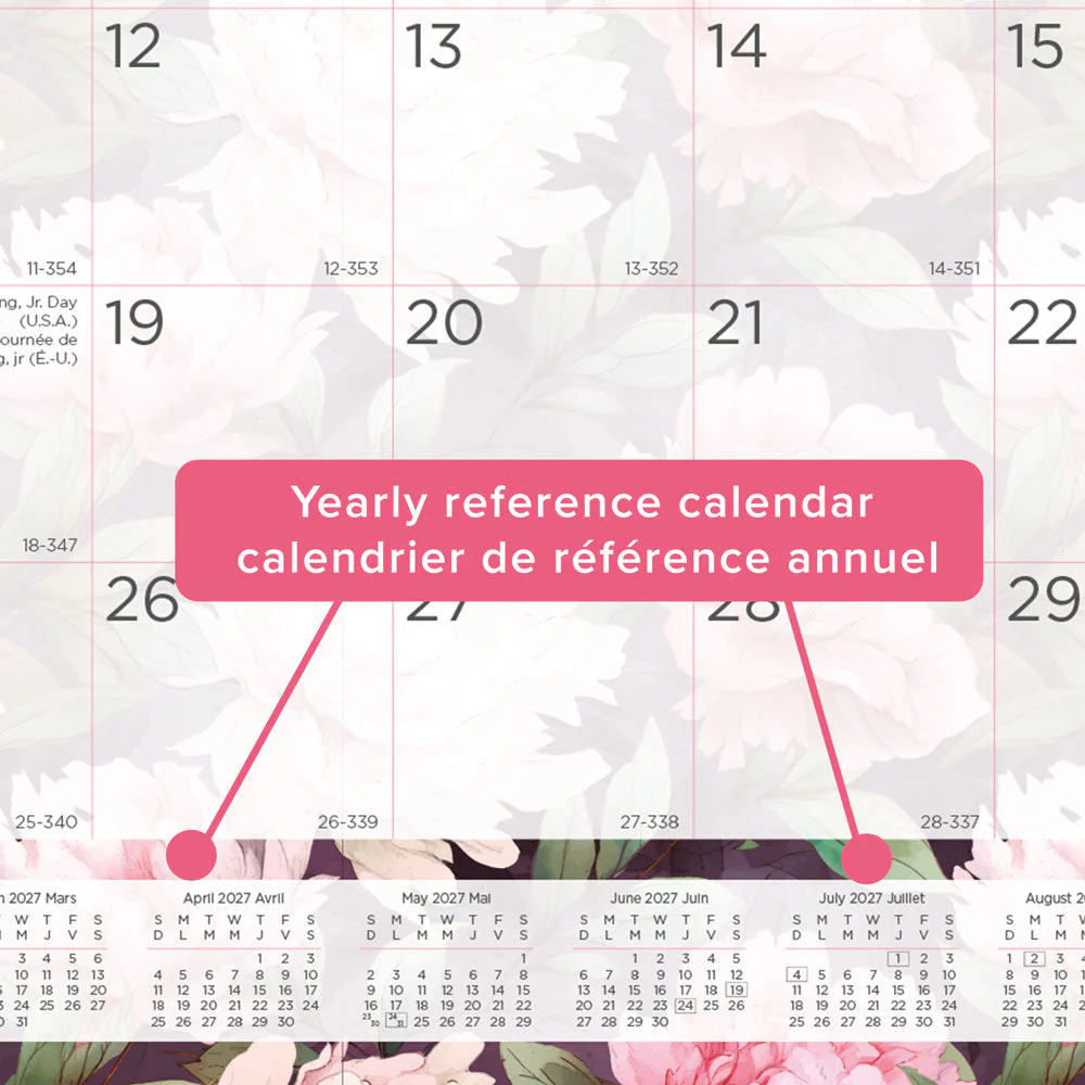 Monthly Desk Pad Calendar, Pink, Bilingual, 2027 (C1831BPNK-27) - Image 4