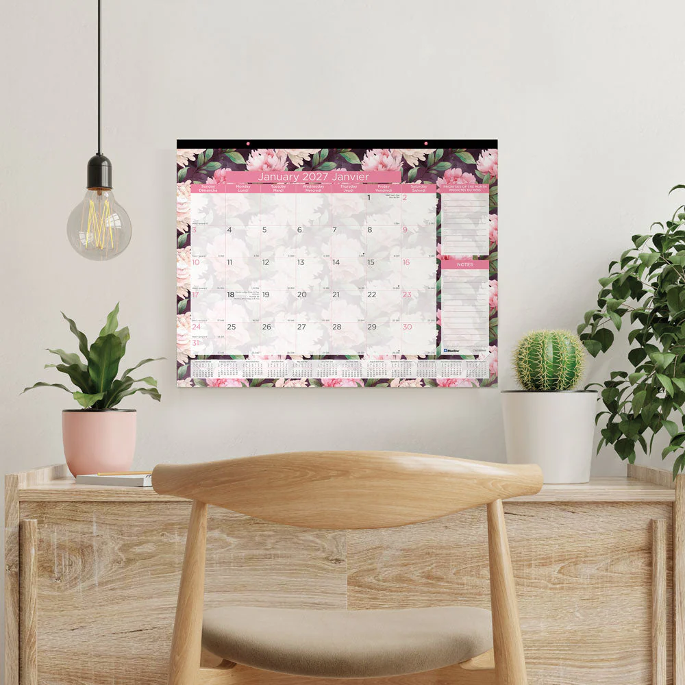 Monthly Desk Pad Calendar, Pink, Bilingual, 2027 (C1831BPNK-27) - Image 7