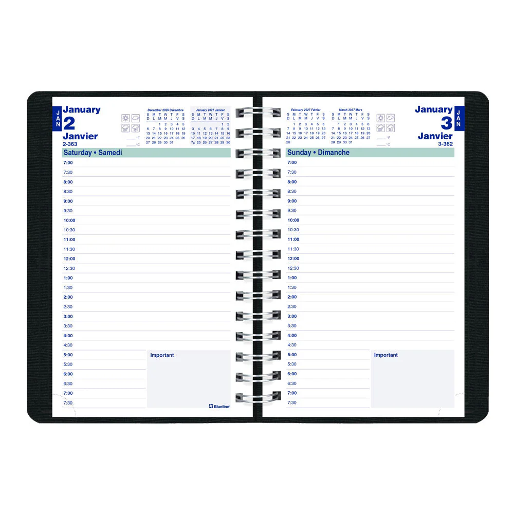 PlannerPlus™ Daily Appointment Book, 2027, Bilingual, Black (C1504N.81BT-27) - Image 3