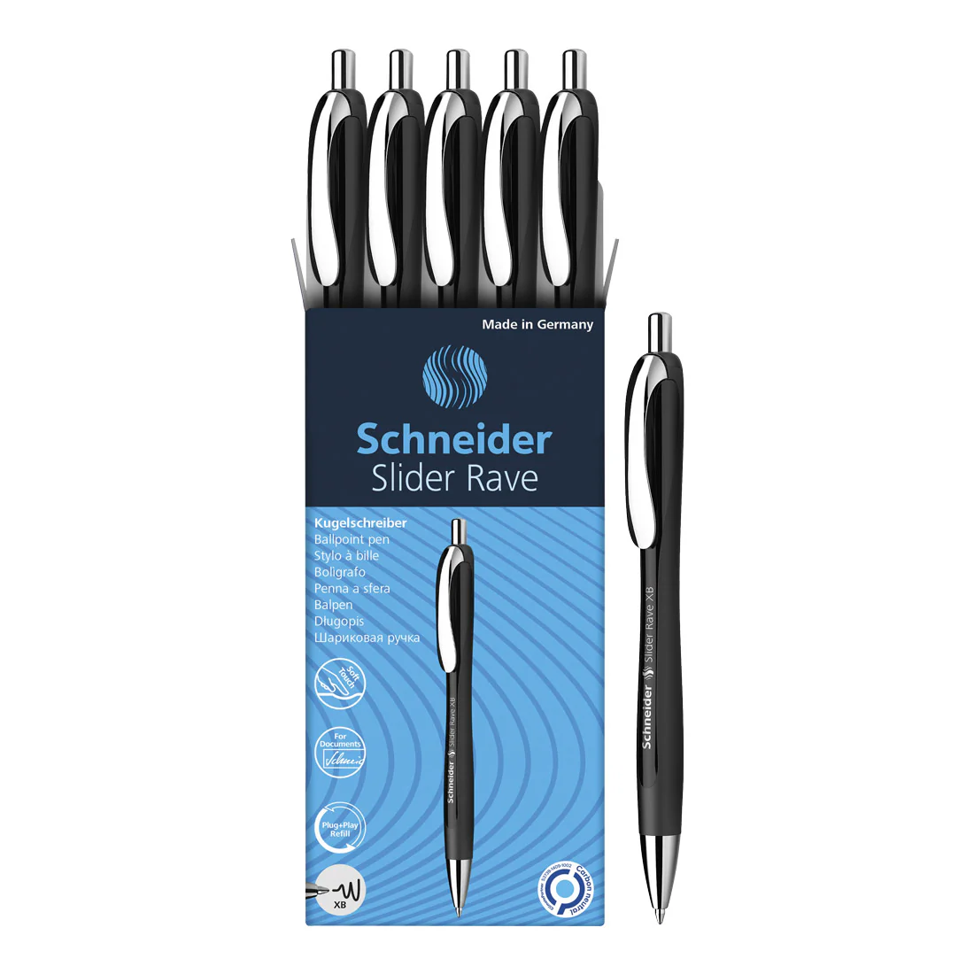 Rave Retractable Ballpoint Pen XB, Special Limited Edition, Blue Ink, Box of 5 units - Image 4