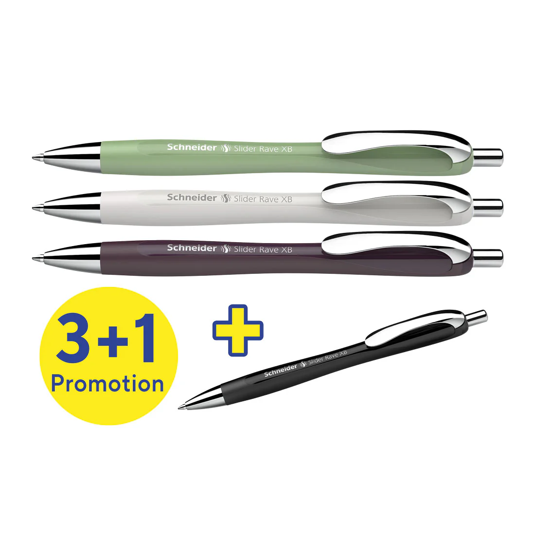 Rave Retractable Ballpoint Pen XB, Trend Limited Edition, Blue Ink, Promo Set of 3 Units+ 1  FREE Pen - Image 4