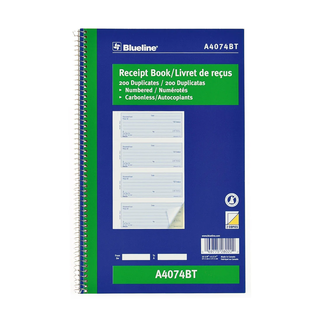 Receipt Book, A4074BT