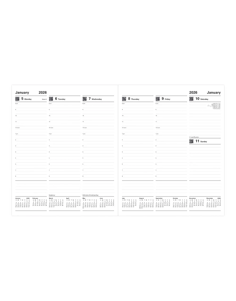 Roma Quarto Week to View Leather Planner with Appointments 2026 - English<br>*2026 edition is now sold out - Image 2