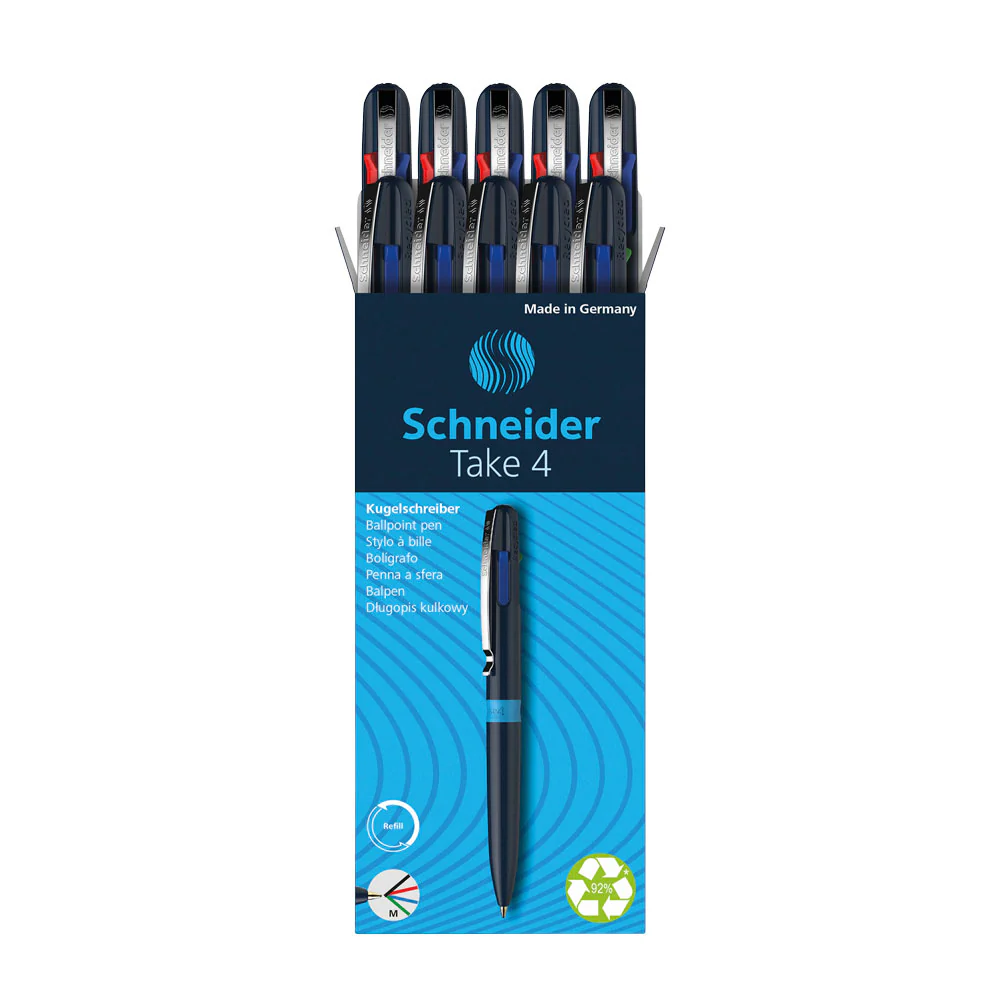 Take 4 Multi 4- Colour Ballpoint Pens M, Box of 10 units - Blue
