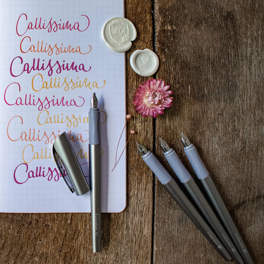 Callissima Calligraphy Set - Anthracite Fountain Pen & Ice Blue Ink - Image 4