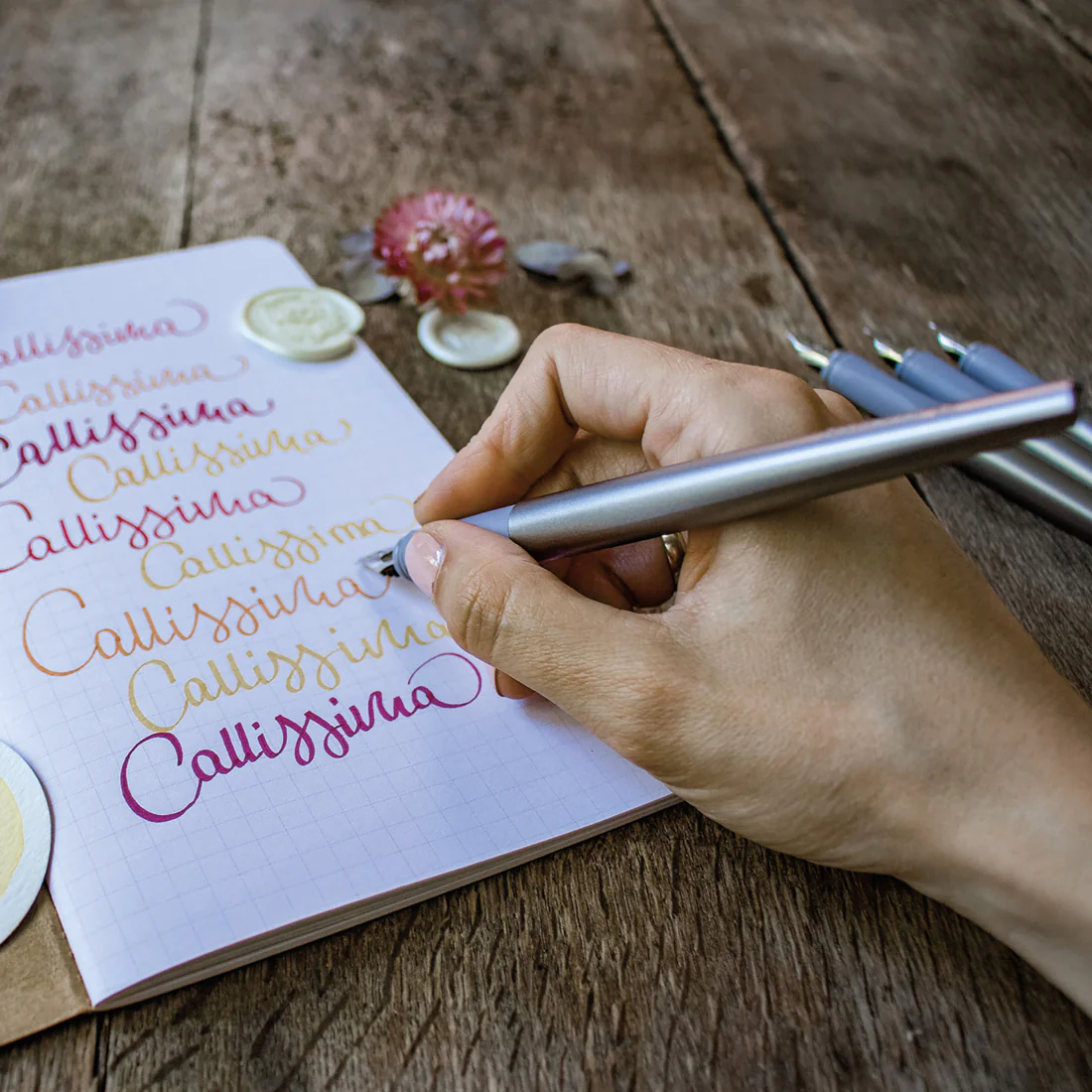 Callissima Calligraphy Set - Anthracite Fountain Pen & Ice Blue Ink - Image 6