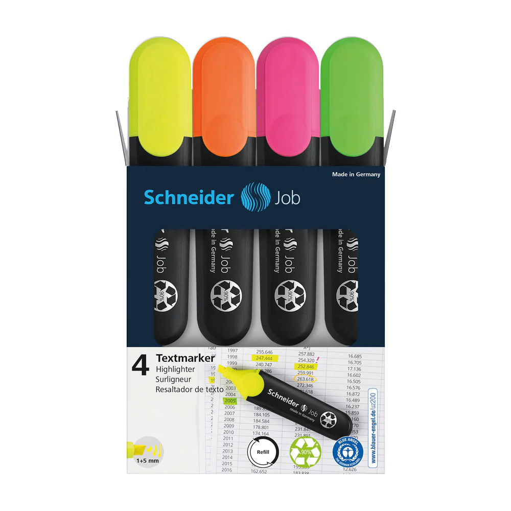 Job Highlighters, Wallet 4 pieces - Assorted - Image 4
