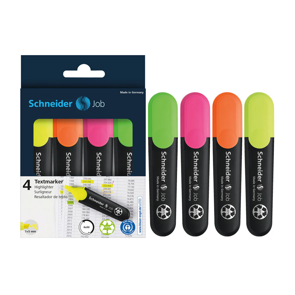 Job Highlighters, Wallet 4 pieces - Assorted - Image 5