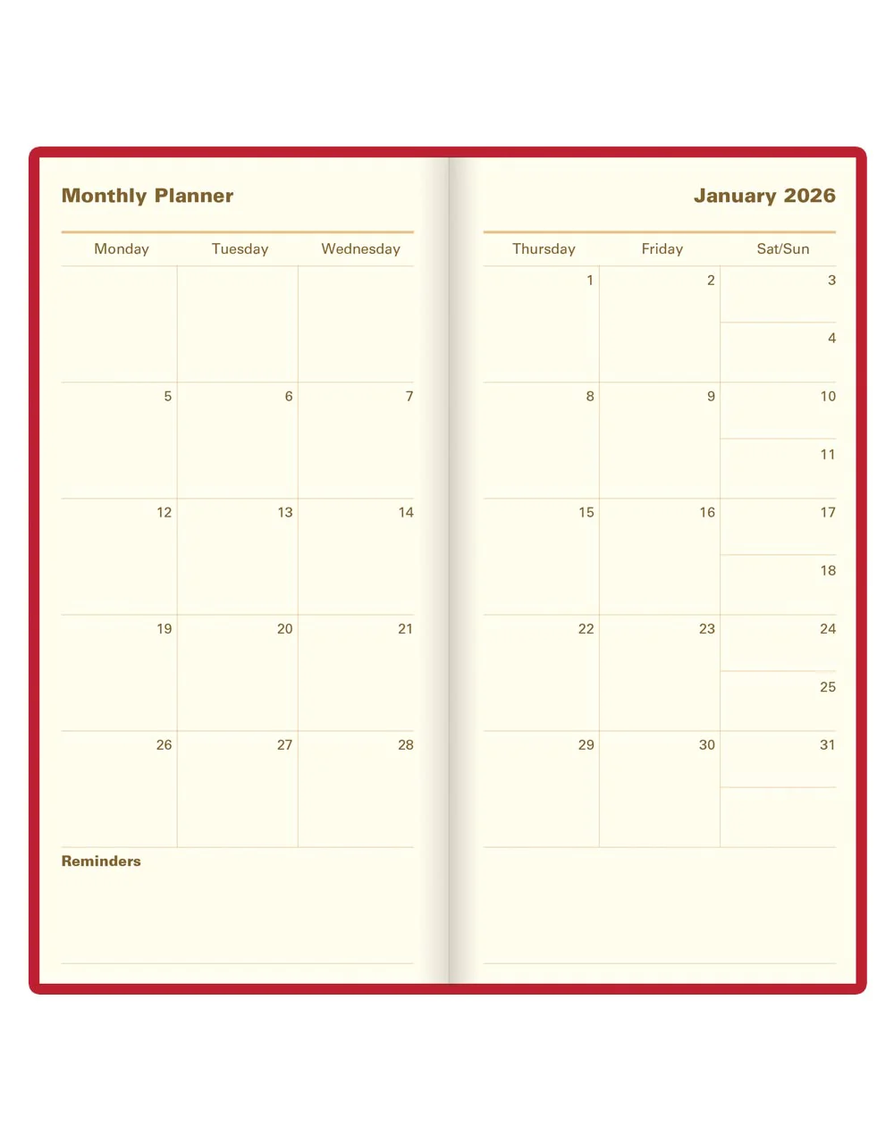 Signature Slim Week to View Leather Diary with Planners 2026 - English - Image 16