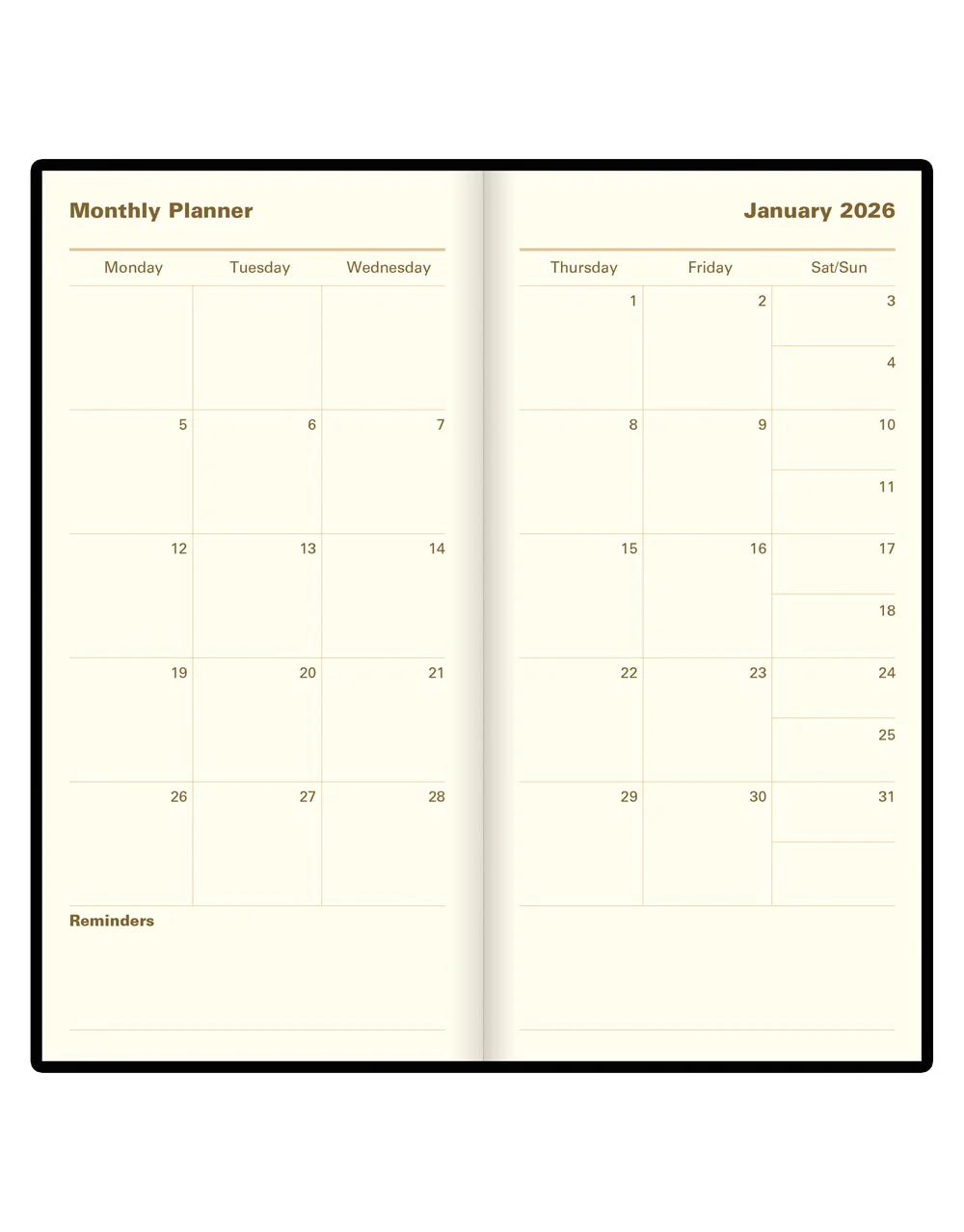 Signature Slim Week to View Leather Diary with Planners 2026 - English - Image 3