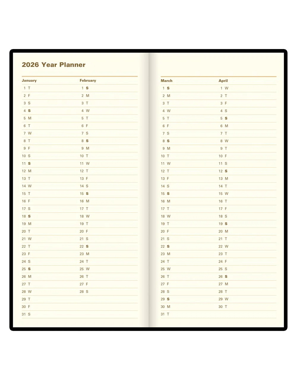 Signature Slim Week to View Leather Diary with Planners 2026 - English - Image 5