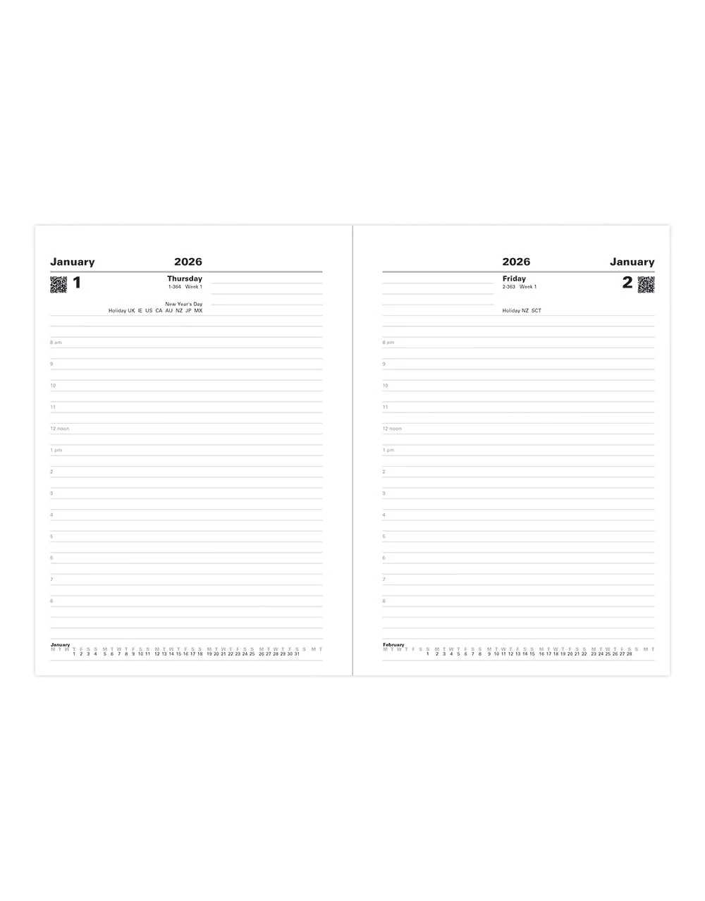 Standard A5 Day to a Page Planner 2026 - English - Image 2