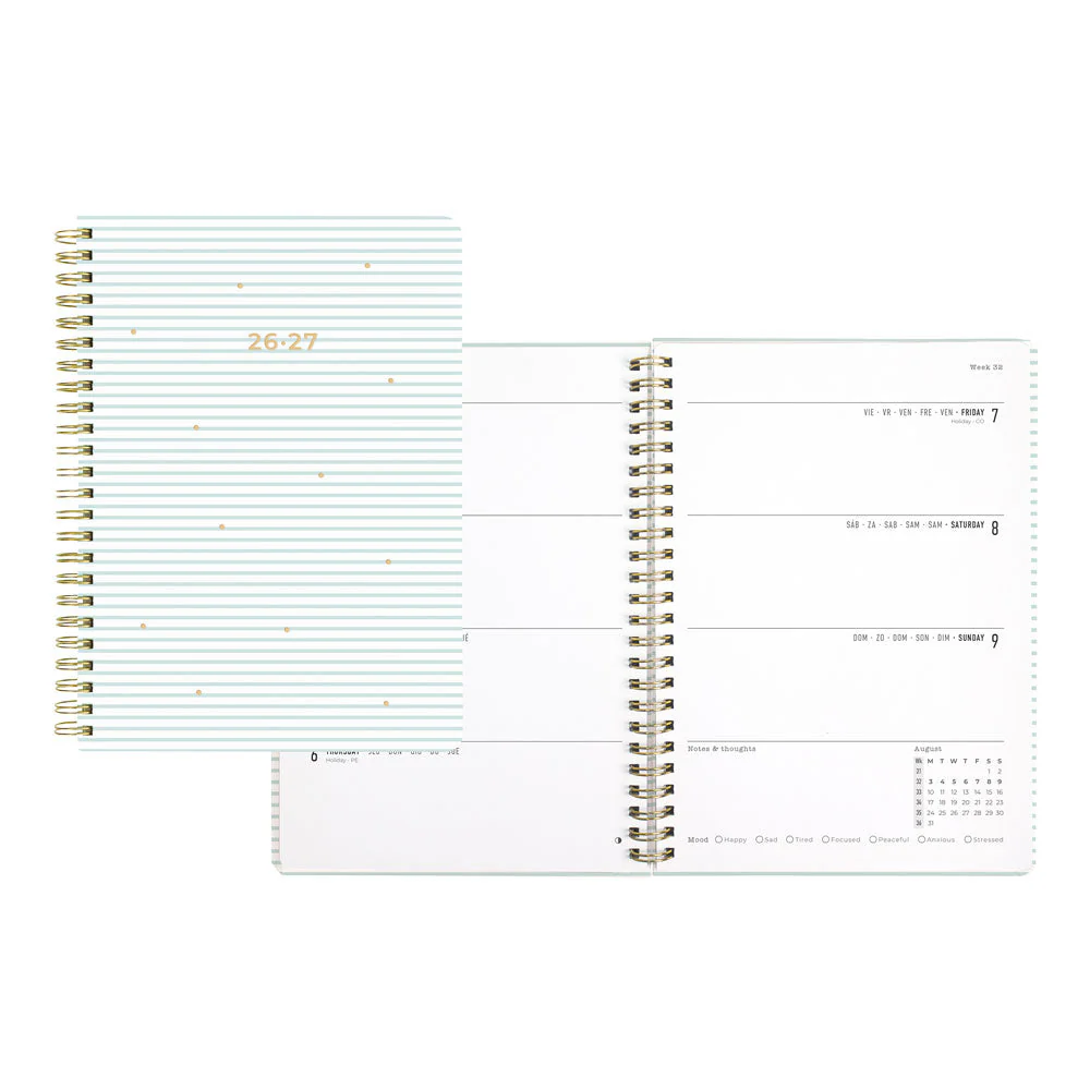 Stripes Academic Weekly Planner, A5, 2026 - 2027, Multilingual (27-031874, 27-031875, 27-031876)