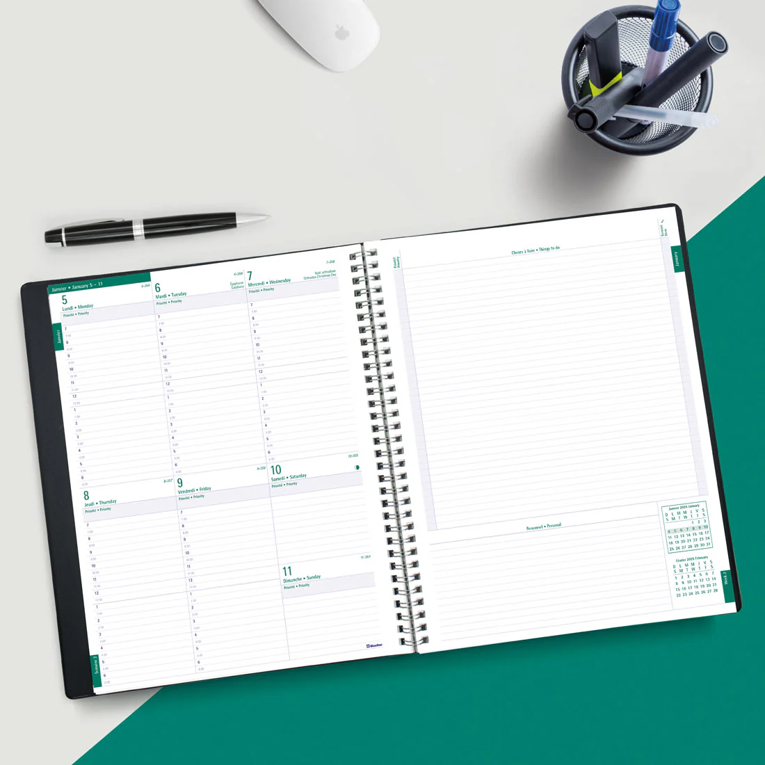 Timanager® Weekly Planner 2026, Bilingual, Black (C5933.81BT-26) - Image 10