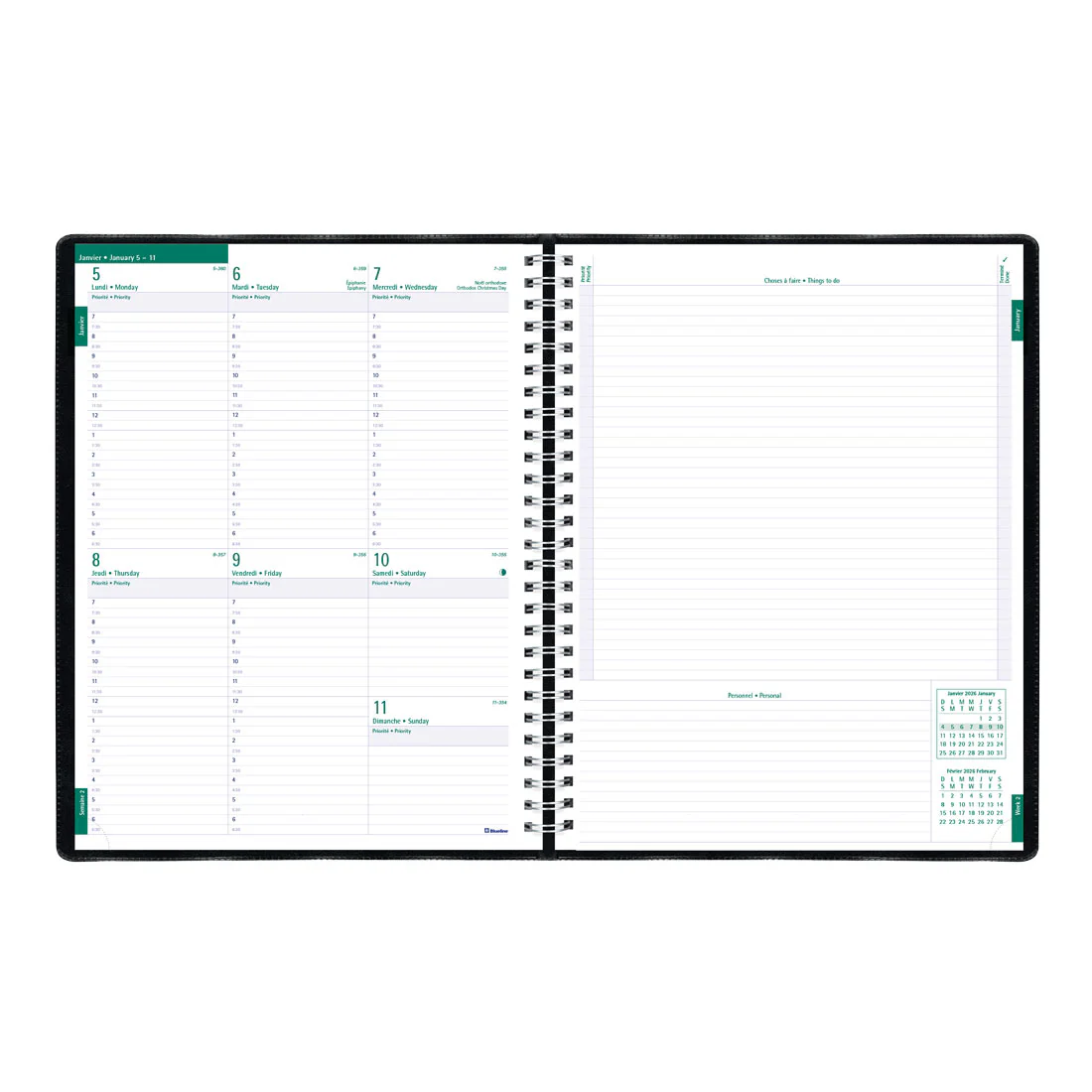 Timanager® Weekly Planner 2026, Bilingual, Black (C5933.81BT-26) - Image 3