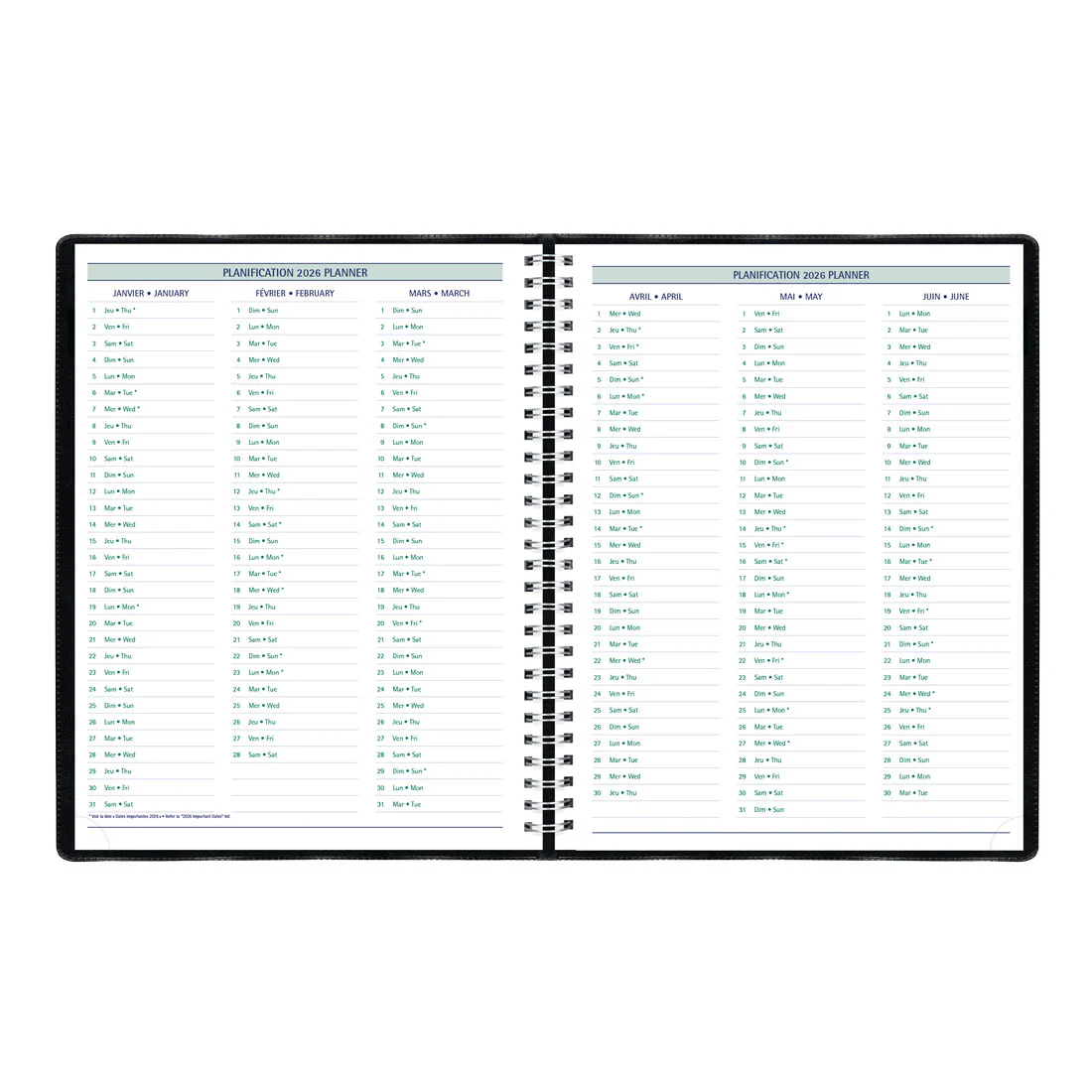 Timanager® Weekly Planner 2026, Bilingual, Black (C5933.81BT-26) - Image 5