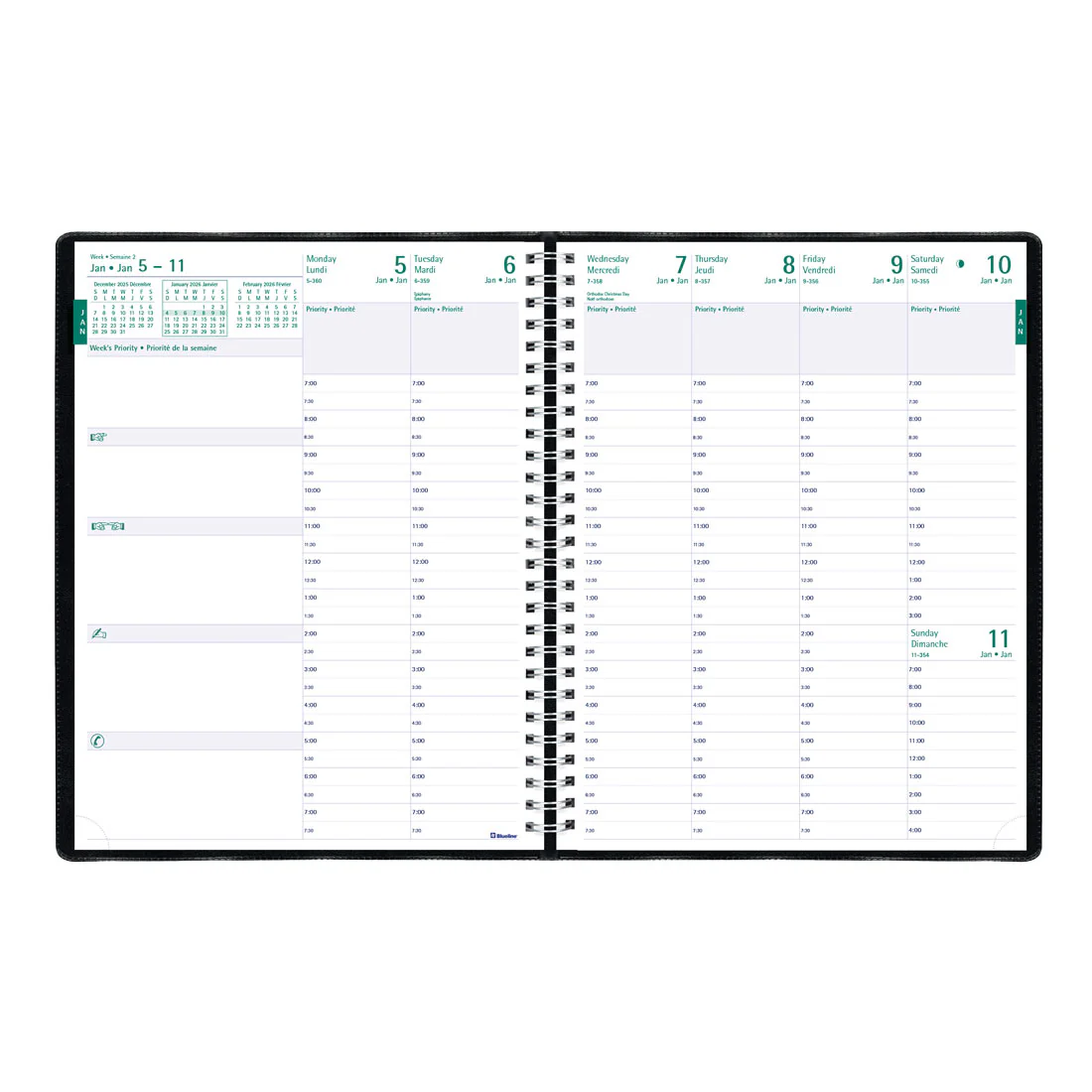 Timanager® Weekly Planner 2026, Bilingual, Black (CBBM1.BLK-26) - Image 3