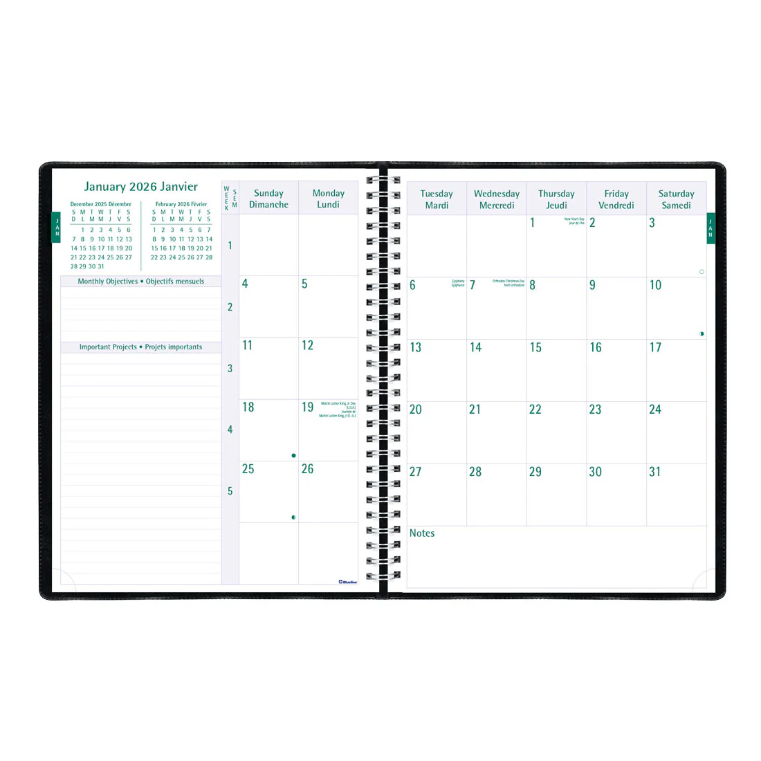 Timanager® Weekly Planner 2026, Bilingual, Black (CBBM1.BLK-26) - Image 4