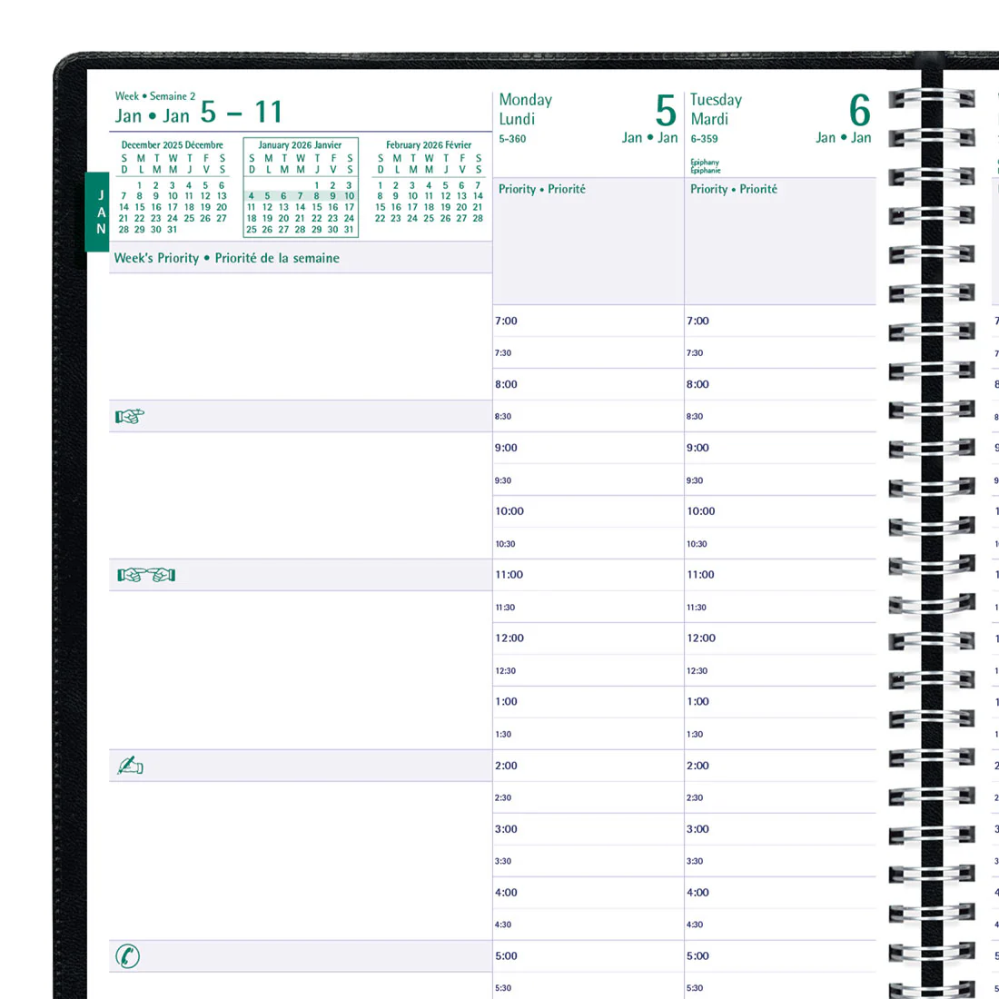 Timanager® Weekly Planner 2026, Bilingual, Black (CBBM1.BLK-26) - Image 7