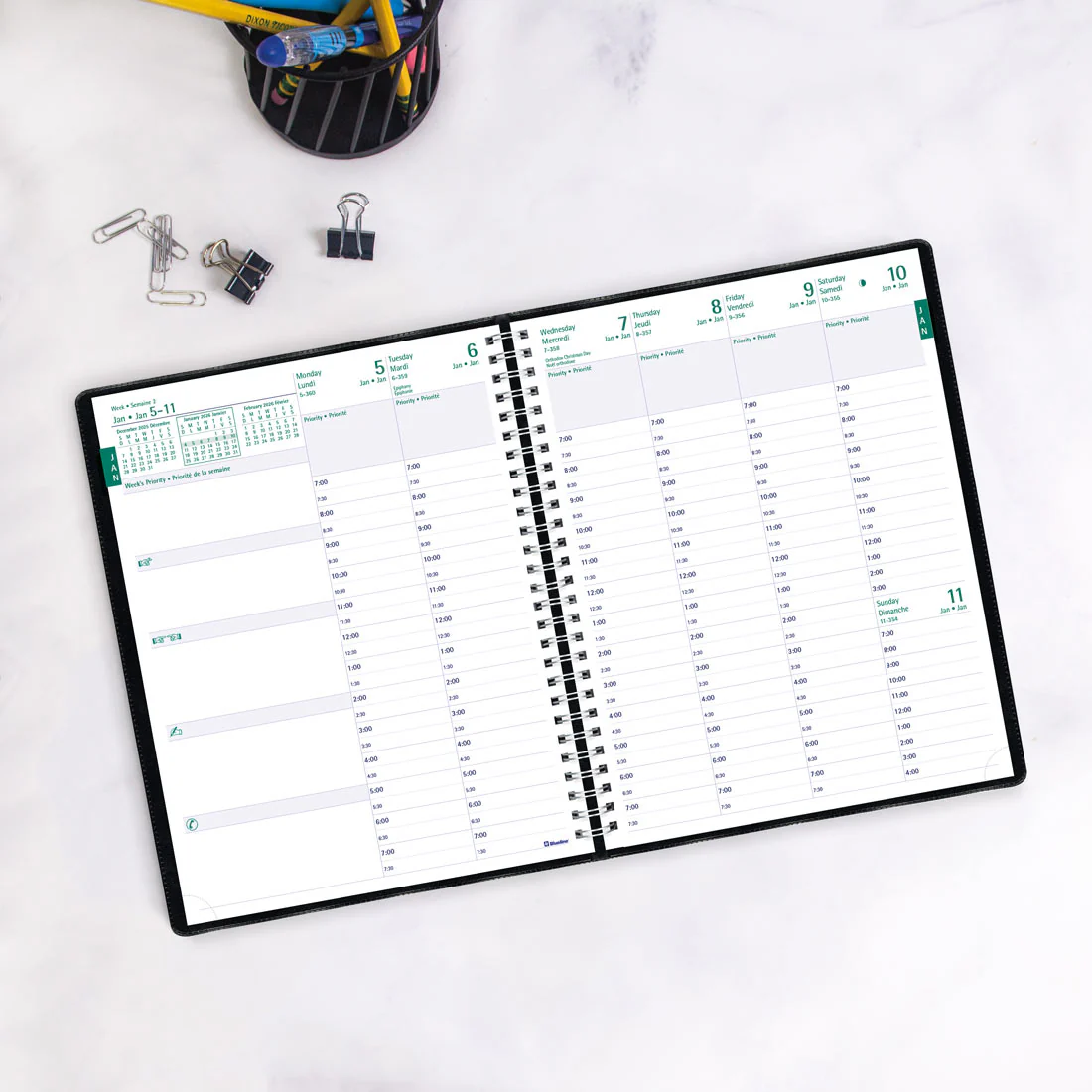 Timanager® Weekly Planner 2026, Bilingual, Black (CBBM2.BLK-26) - Image 8